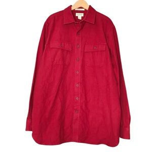 L.L. Bean Chamois Cloth Flannel Button-Up Heavy Shirt Shacket Men's LT Cotton